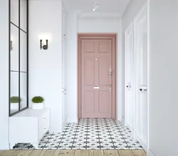 White tiles on the hallway floor photo