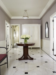 White tiles on the hallway floor photo