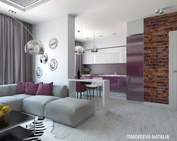 Studio combined with kitchen interior
