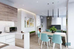 Studio combined with kitchen interior