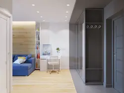 Design of a one-room apartment with a small hallway
