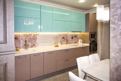 Powder-colored kitchen photos in the interior