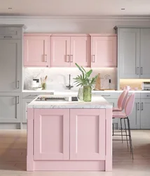 Powder-colored kitchen photos in the interior