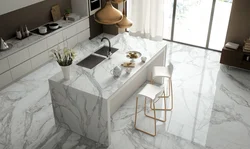 Kitchen interior design with porcelain stoneware photo