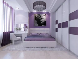 Combination of lilac color in the bedroom interior photo