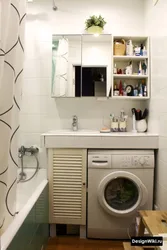 Panel evində paltaryuyan maşın ilə vanna otağı dizaynı