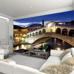 Photo wallpaper that increases space for the living room photo