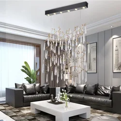 Chandeliers in the living room interior photo