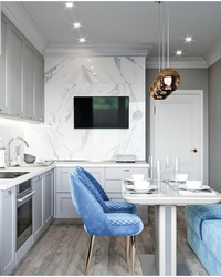 Design Of A Room With A Kitchen In Gray Tones