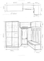 Hallway sketch with photo dimensions