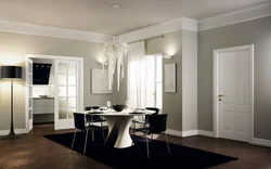 Kitchen interior with dark doors