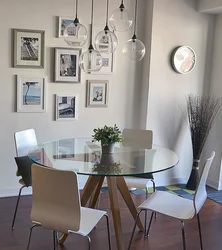 How to decorate a wall in the kitchen near the table photo