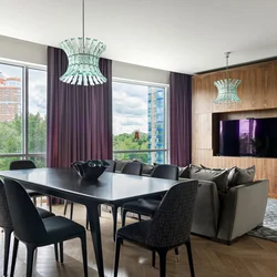 Sofa and dining table in the living room photo