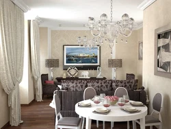 Sofa and dining table in the living room photo
