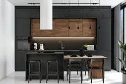 Wood and gray color in the kitchen interior