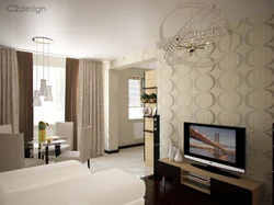 Walls of coffee with milk in the living room interior