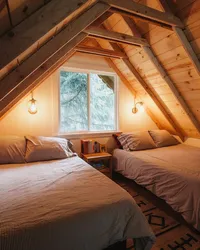 Photo design of attic bedroom with gable