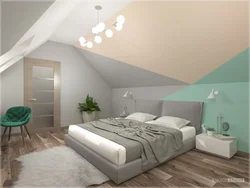 Photo design of attic bedroom with gable