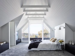 Photo design of attic bedroom with gable