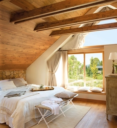 Photo design of attic bedroom with gable