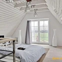 Gable ilə çardaq yataq otağının foto dizaynı