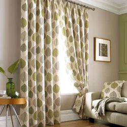 Olive Curtains In The Bedroom Interior Photo