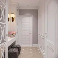 Wallpaper in the hallway in a modern style, light photos in the interior