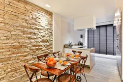 Brick wallpaper kitchen design