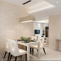 Brick wallpaper kitchen design