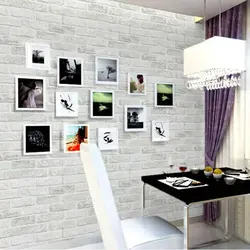 Brick wallpaper kitchen design