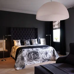 Bedroom interior in graphite color