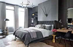 Bedroom interior in graphite color