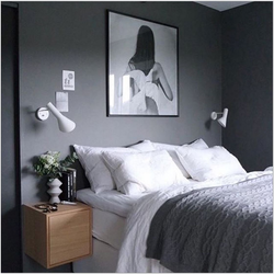 Bedroom interior in graphite color