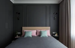 Bedroom interior in graphite color