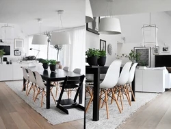 Wooden chairs in the living room interior