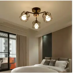 Modern lamps in the bedroom interior photo
