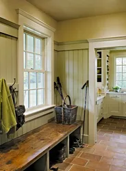 Hallway design photo in a country house