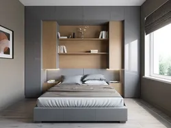 Small bedroom with bed and wardrobe photo