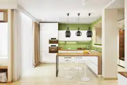 Kitchen design in a niche combined with a living room
