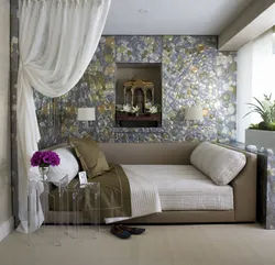 Bedroom interior with sofa small room