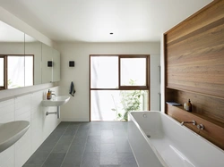 Bathroom design white with wood