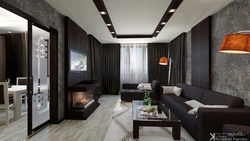Photo of a brown living room