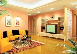 Living room in peach color design