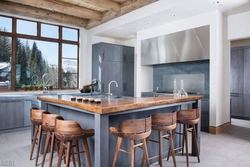 Wooden table design in the kitchen