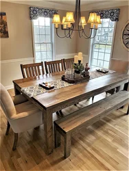 Wooden table design in the kitchen