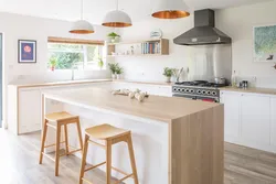 Wooden table design in the kitchen