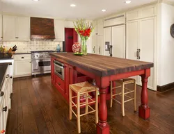 Wooden table design in the kitchen