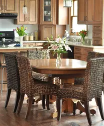 Wooden table design in the kitchen