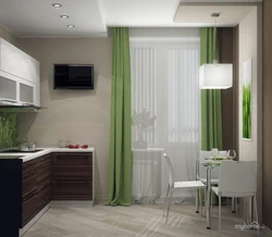 Gray kitchen interior what kind of curtains