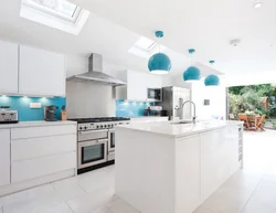 Blue tiles in kitchen design